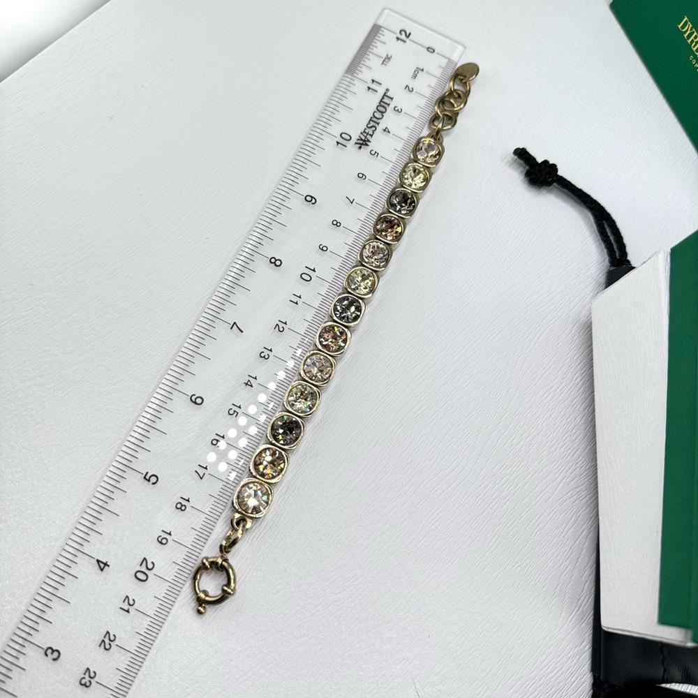 Yellow Gold Tennis Bracelet, Golden Crystal Gold Plated Chunky Yellow - Picture 7 of 10